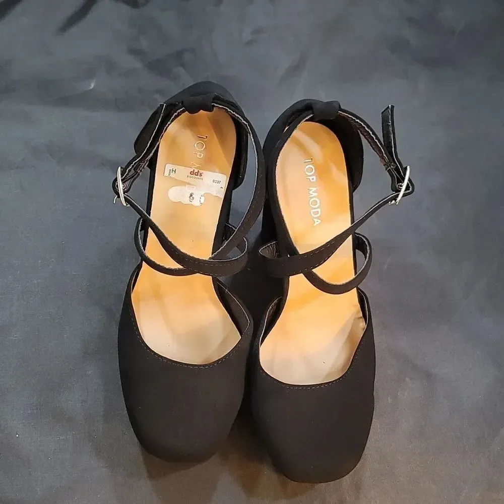 BRAND NEW TOP MODA JANE CRISS-CROS STRAP PLATFORM PUMP